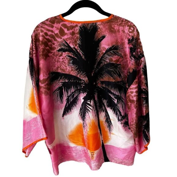 P.A.R.O.S.H. silk sunset palm tree tunic blouse NWT M - Picture 3 of 4